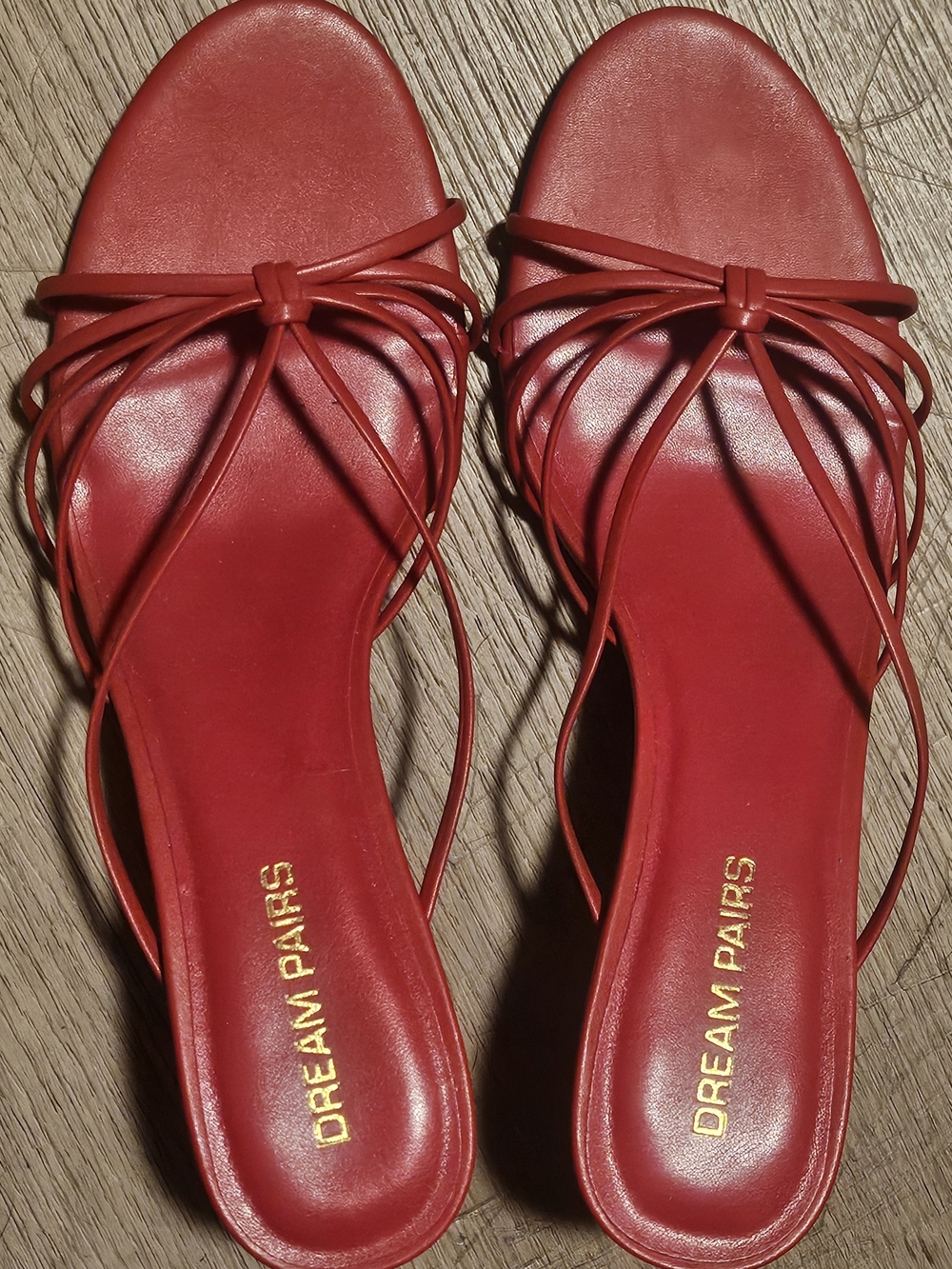 Dream Pairs Red Knotted Strappy Slide Kitten Heels